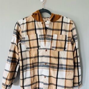 Cat & Jack Plaid Hoodie - Tan, Black, White